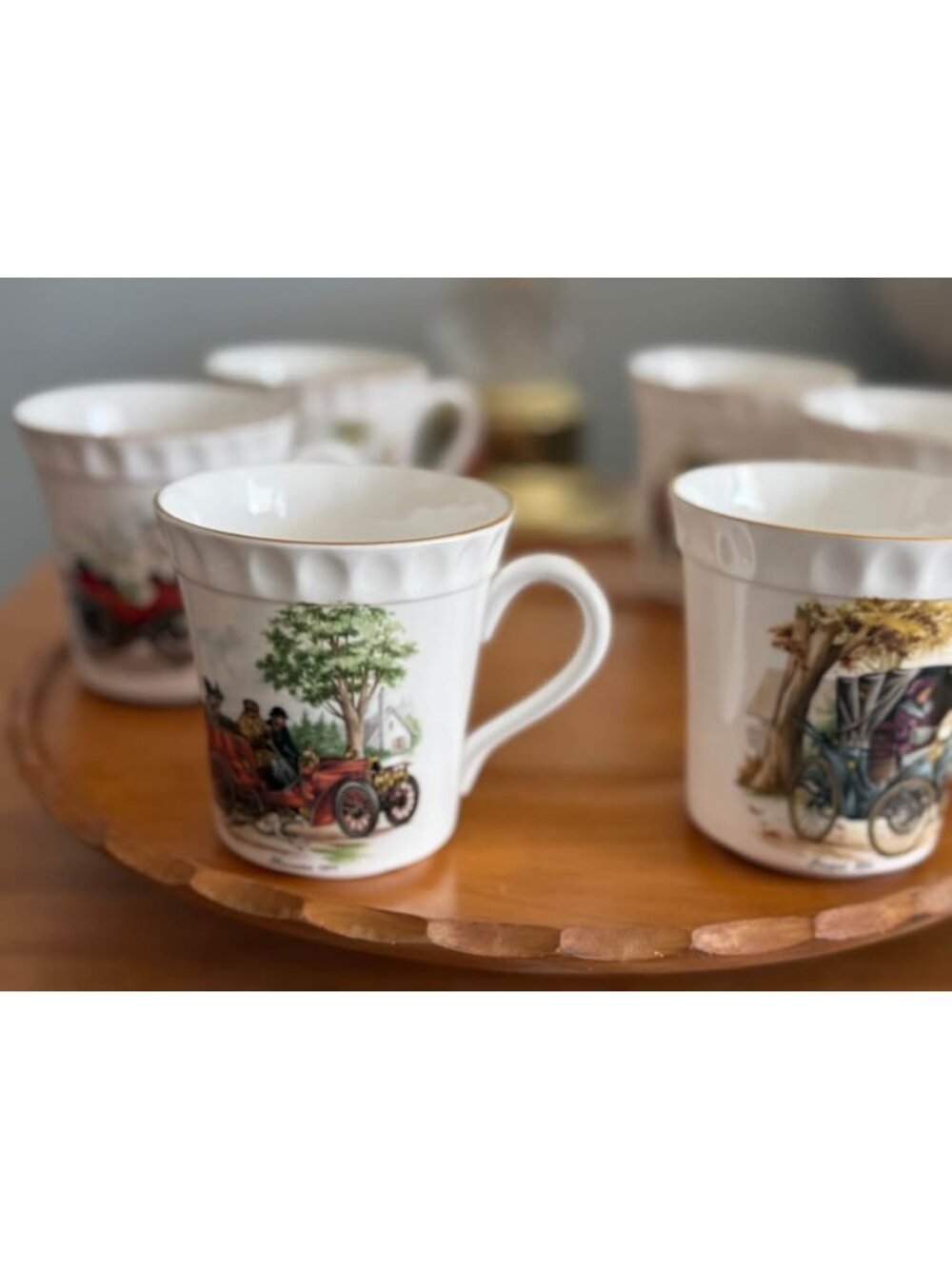Vintage Bone China Coffee Mugs Set of 6 - Victorian Theme